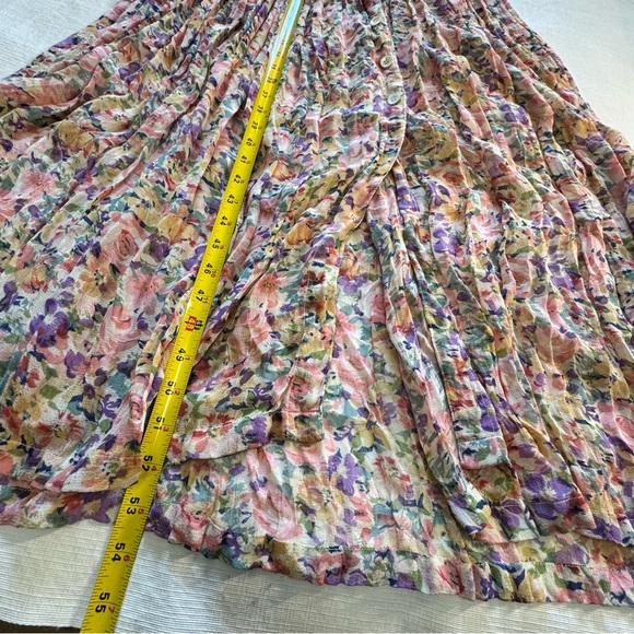 Vintage x Daiquiri Pink Tan Pleated V-Neck Maxi Sundress - Picture 8 of 8